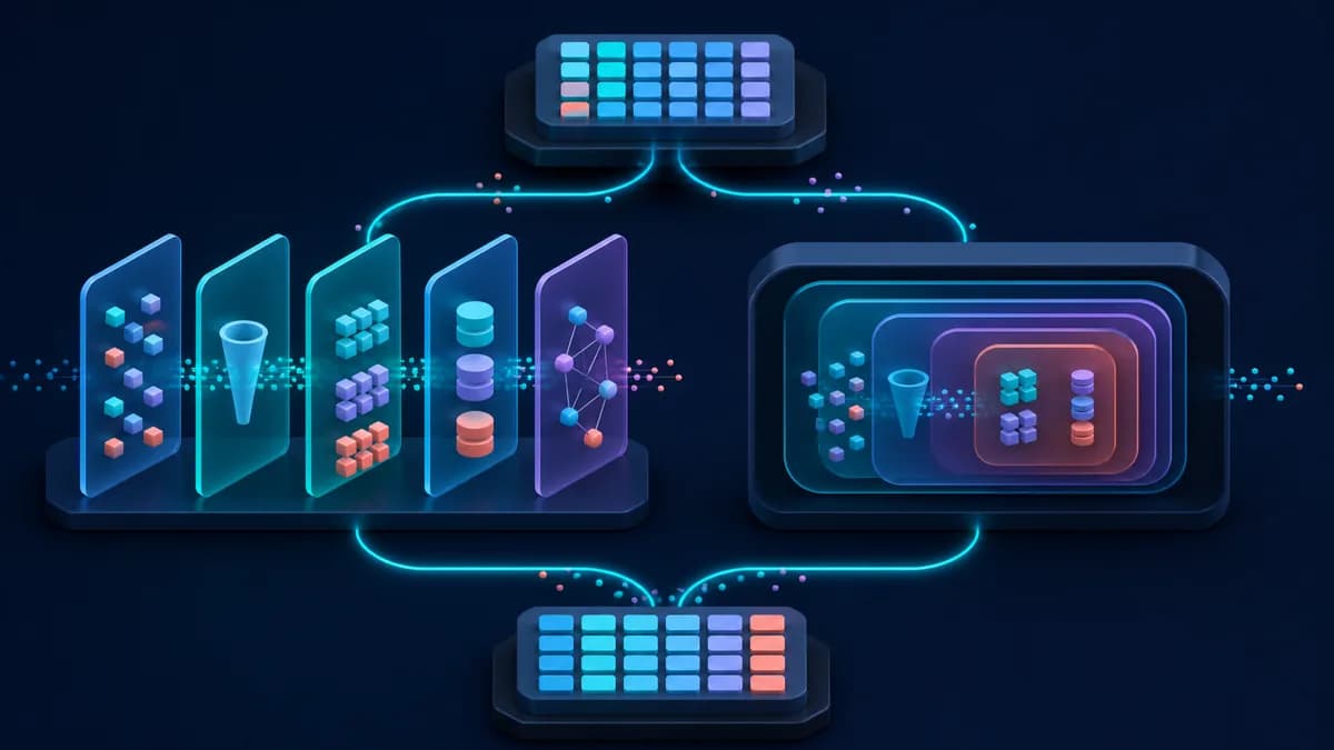 Una transformación SQL compara pasos sucesivos con una estructura anidada