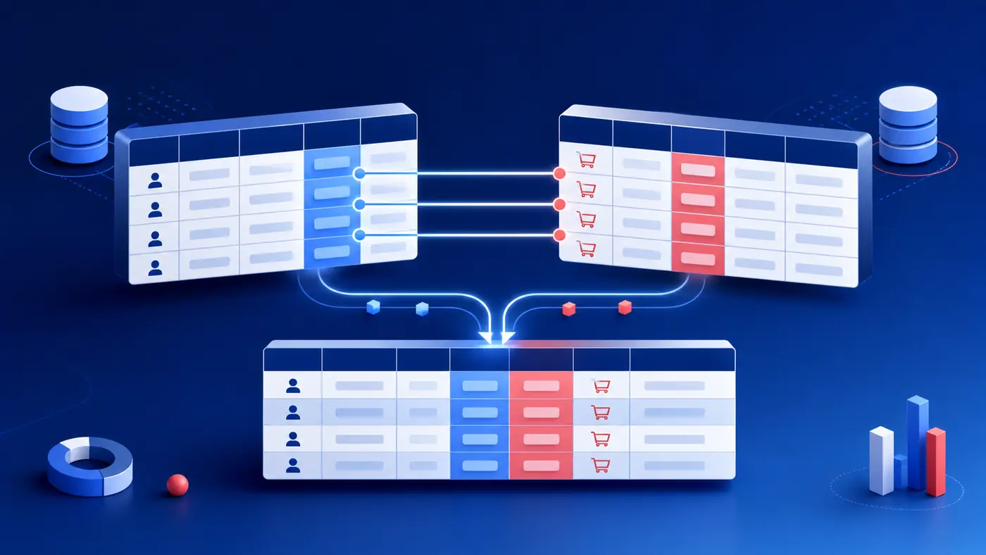 Illustration de tables clients et commandes reliées pour former un résultat commun
