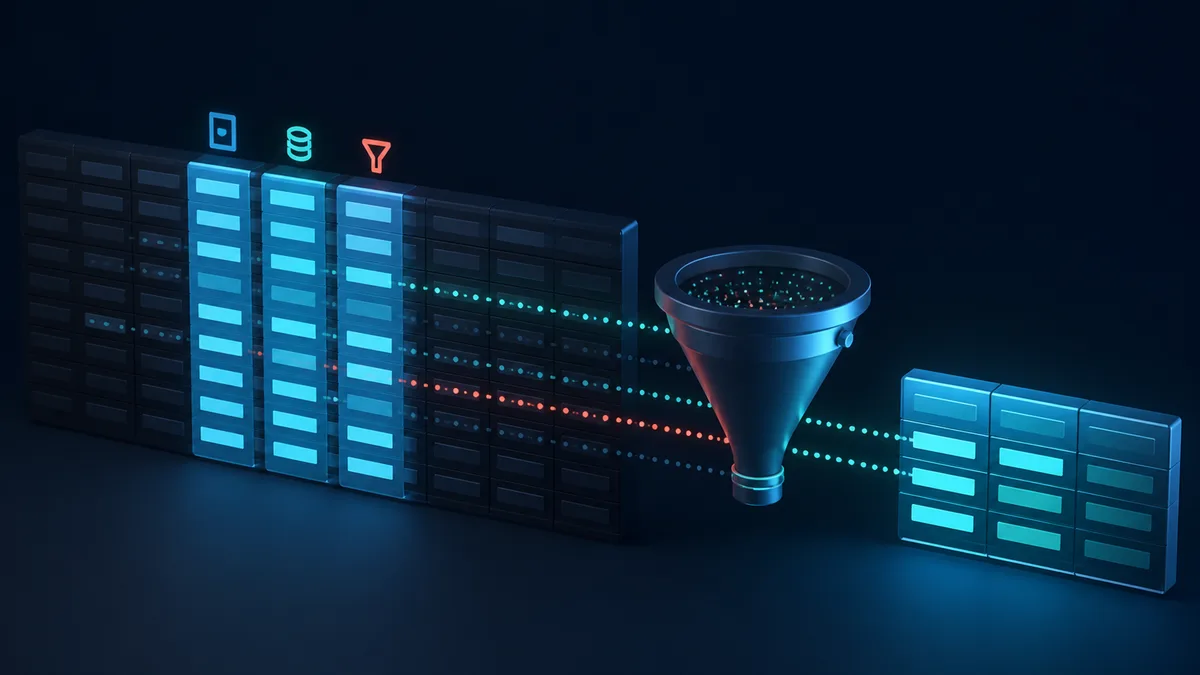Abstract illustration of data tables linked to a query SQL